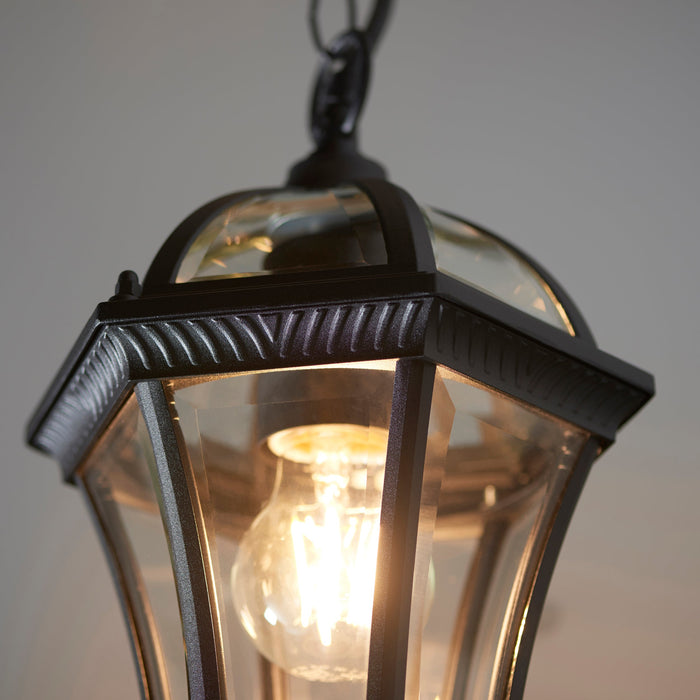 Endon YG-3503 Drayton 1lt Pendant Textured black & clear glass 60W E27 GLS (Required) - westbasedirect.com