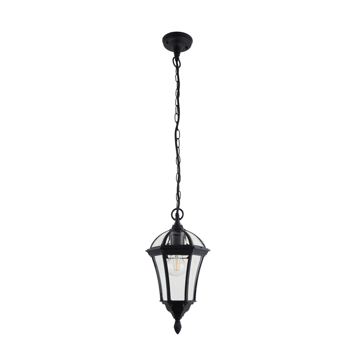 Endon YG-3503 Drayton 1lt Pendant Textured black & clear glass 60W E27 GLS (Required) - westbasedirect.com