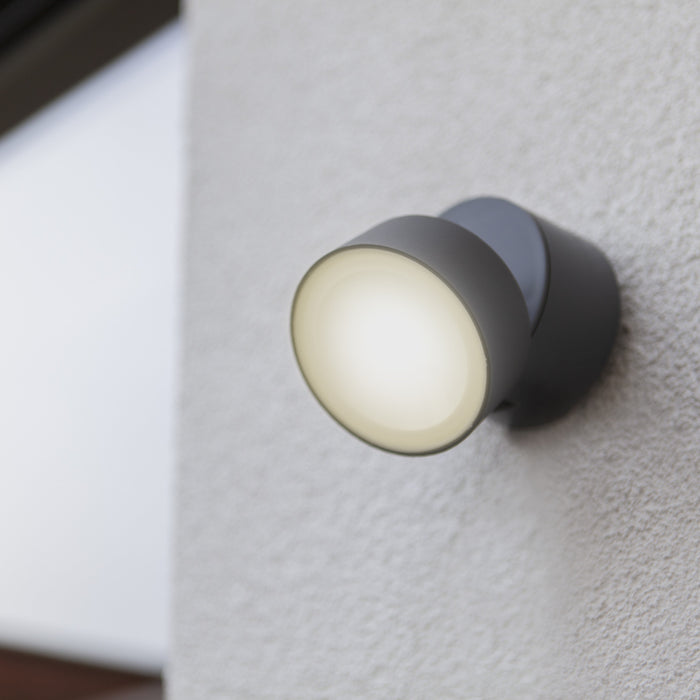 Lutec 5626101125 TRUMPET 5.7W IP54 LED Outdoor Adjustable Wall Light 4000K - Dark Grey