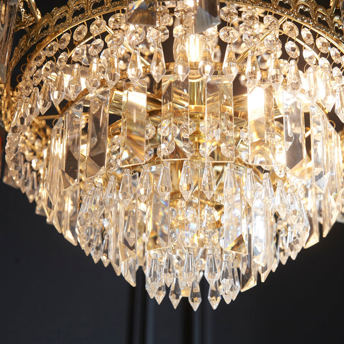 Endon 96819-GO Adagio 9lt Pendant Clear glass & gold effect plate 9 x 6W LED E14 (Required) - westbasedirect.com