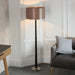 Endon CHASSELAS Corvina 1lt Floor Dark wood, bright nickel plate & mink fabric 60W B22 GLS (Required) - westbasedirect.com