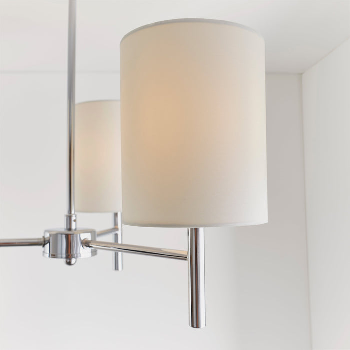 Endon BRIO-3CH Brio 3lt Semi flush Chrome plate & vintage white fabric 3 x 40W E14 golf (Required) - westbasedirect.com