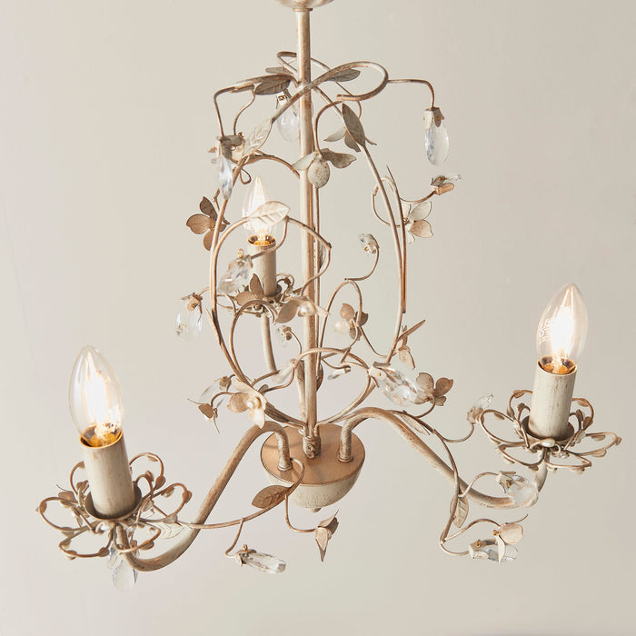 Endon LULLABY-3CR Lullaby 3lt Pendant Cream/br gold paint & clear/pearl acrylic 3 x 60W E14 candle (Required) - westbasedirect.com