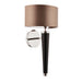 Endon CORVINA-1WB Corvina 1lt Wall Dark wood, bright nickel plate & mink fabric 40W E14 golf (Required) - westbasedirect.com