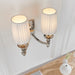 Endon DOMINA-2WBNI Domina 2lt Wall Nickel plate & white fabric 2 x 6W LED E14 (Required) - westbasedirect.com