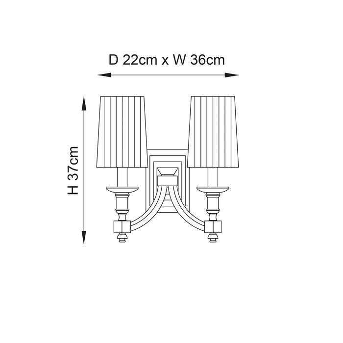 Endon DOMINA-2WBNI Domina 2lt Wall Nickel plate & white fabric 2 x 6W LED E14 (Required) - westbasedirect.com