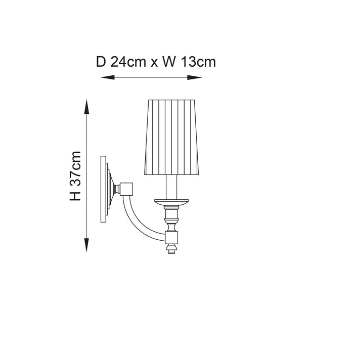 Endon DOMINA-1WBNI Domina 1lt Wall Nickel plate & white fabric 40W E14 candle (Required) - westbasedirect.com