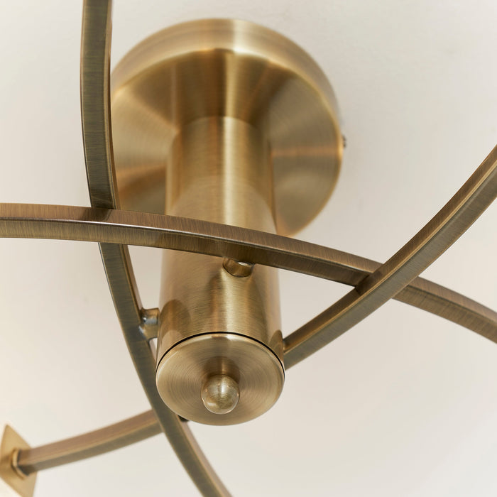 Endon 146-6AB Havana 6lt Semi flush Antique brass plate & frosted glass 6 x 3W LED G9 (Required) - westbasedirect.com