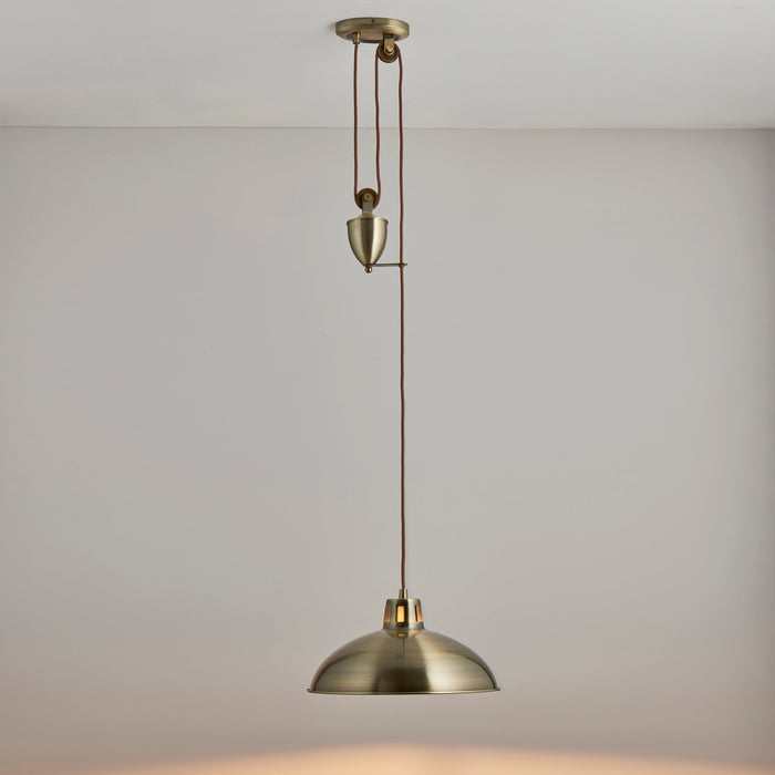 Endon POLKA-AB Polka 1lt Pendant Antique brass plate 60W E27 GLS (Required) - westbasedirect.com