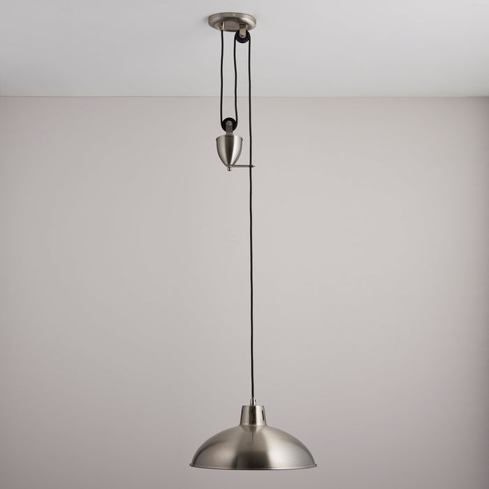 Endon POLKA-SN Polka 1lt Pendant Satin nickel plate 60W E27 GLS (Required) - westbasedirect.com