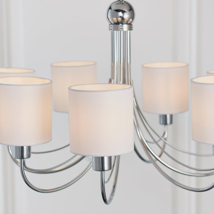 Endon PHANTOM-7CH Phantom 7lt Pendant Chrome plate & white fabric 7 x 40W E14 candle (Required) - westbasedirect.com