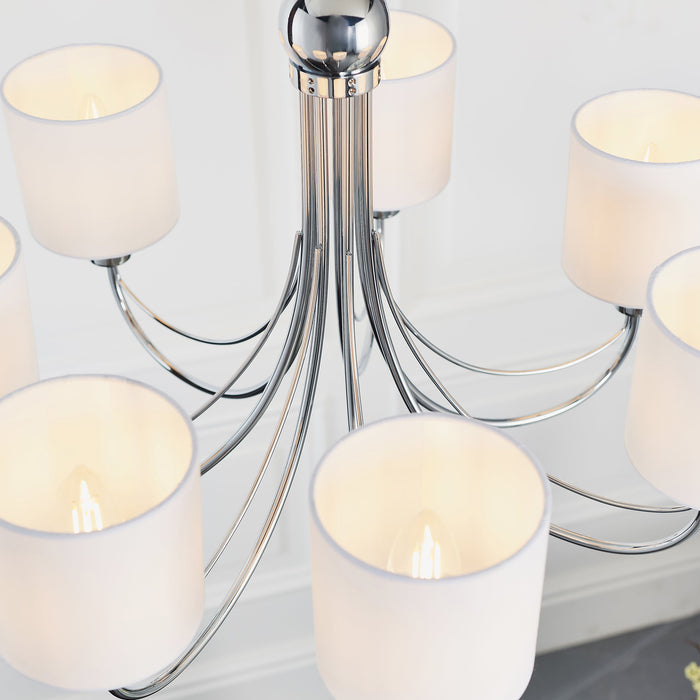 Endon PHANTOM-7CH Phantom 7lt Pendant Chrome plate & white fabric 7 x 40W E14 candle (Required) - westbasedirect.com