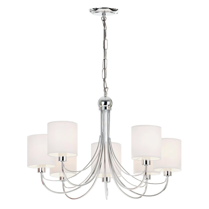 Endon PHANTOM-7CH Phantom 7lt Pendant Chrome plate & white fabric 7 x 40W E14 candle (Required) - westbasedirect.com