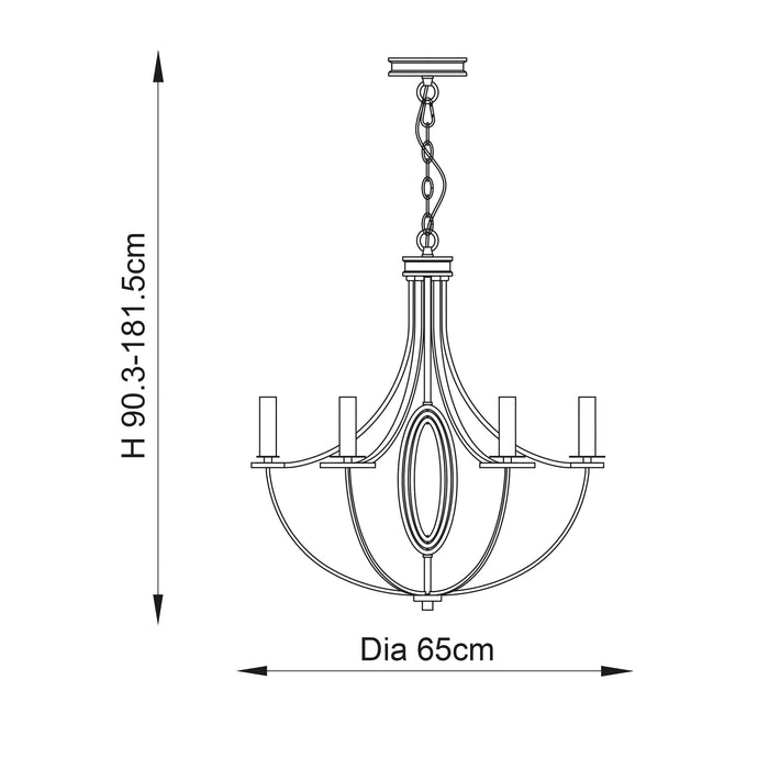 Endon WHISTLE-6NI Whistle 6lt Pendant Nickel plate 6 x 60W E14 candle (Required) - westbasedirect.com