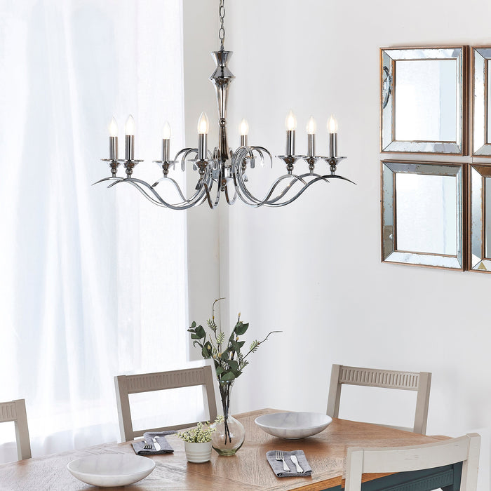 Endon KORA-8CH Kora 8lt Pendant Chrome plate 8 x 40W E14 candle (Required) - westbasedirect.com