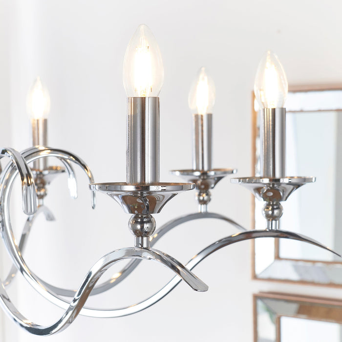 Endon KORA-8CH Kora 8lt Pendant Chrome plate 8 x 40W E14 candle (Required) - westbasedirect.com