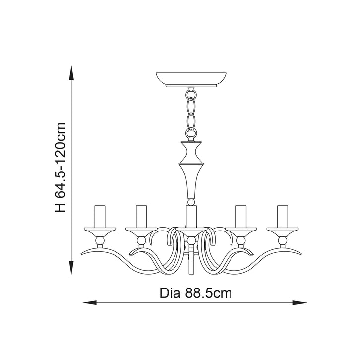 Endon KORA-8AB Kora 8lt Pendant Antique brass plate 8 x 40W E14 candle (Required) - westbasedirect.com