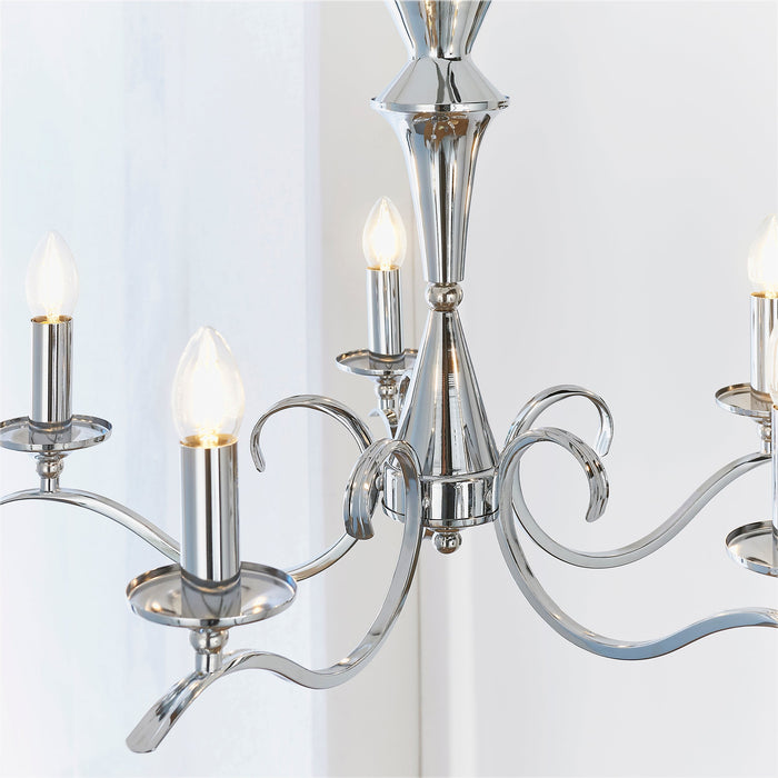 Endon KORA-5CH Kora 5lt Pendant Chrome plate 5 x 40W E14 candle (Required) - westbasedirect.com