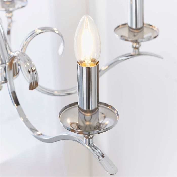 Endon KORA-5CH Kora 5lt Pendant Chrome plate 5 x 40W E14 candle (Required) - westbasedirect.com