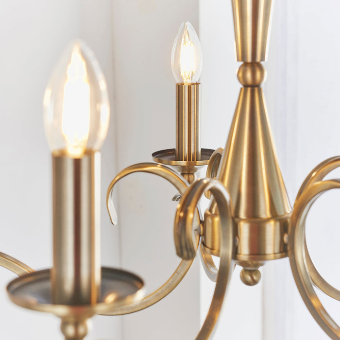 Endon KORA-5AB Kora 5lt Pendant Antique brass plate 5 x 40W E14 candle (Required) - westbasedirect.com