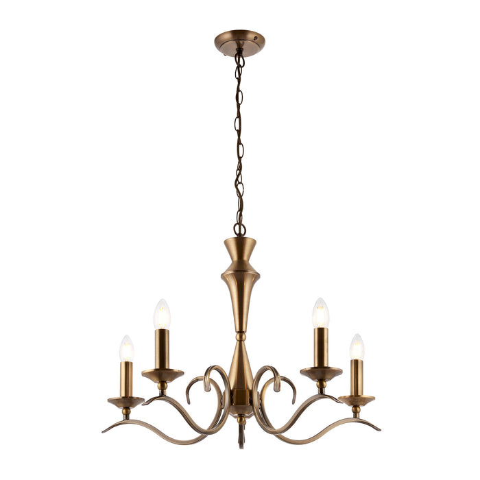 Endon KORA-5AB Kora 5lt Pendant Antique brass plate 5 x 40W E14 candle (Required) - westbasedirect.com