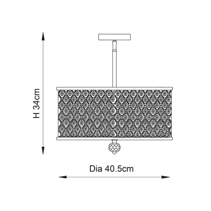 Endon HUDSON-3CH Hudson 3lt Flush Chrome plate & clear crystal 3 x 60W E27 GLS (Required) - westbasedirect.com