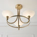 Endon CAGNEY-3AB Cagney 3lt Semi flush Antique brass plate & white glass 3 x 33W G9 clear capsule (Required) - westbasedirect.com