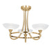 Endon CAGNEY-3AB Cagney 3lt Semi flush Antique brass plate & white glass 3 x 33W G9 clear capsule (Required) - westbasedirect.com