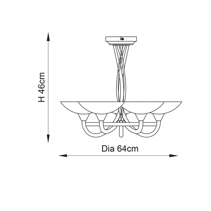 Endon CAGNEY-5AB Cagney 5lt Semi flush Antique brass plate & white glass 5 x 33W G9 clear capsule (Required) - westbasedirect.com