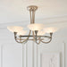 Endon CAGNEY-5SC Cagney 5lt Semi flush Satin chrome plate & white glass 5 x 33W G9 clear capsule (Required) - westbasedirect.com