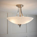 Endon WELLES-3SC Welles 3lt Flush Satin chrome plate & white glass 3 x 60W E27 GLS (Required) - westbasedirect.com