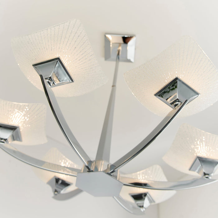 Endon AYRES-6CH Ayres 6lt Semi flush Chrome plate & scavo glass 6 x 33W G9 clear capsule (Required) - westbasedirect.com