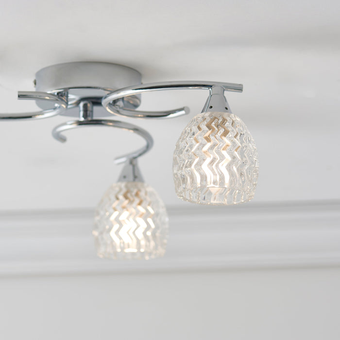 Endon BOYER-3CH Boyer 3lt Semi flush Chrome plate & clear glass 3 x 33W G9 clear capsule (Required) - westbasedirect.com