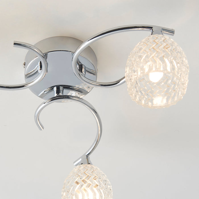 Endon BOYER-3CH Boyer 3lt Semi flush Chrome plate & clear glass 3 x 33W G9 clear capsule (Required) - westbasedirect.com