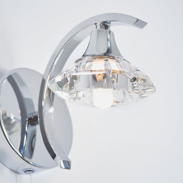 Endon LANGELLA-1WBCH Langella 1lt Wall Chrome plate & clear crystal 3W LED G9 (Required) - westbasedirect.com