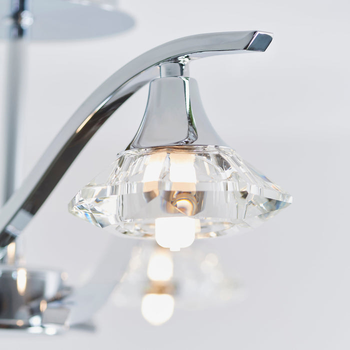 Endon LANGELLA-3CH Langella 3lt Semi flush Chrome plate & clear crystal 3 x 3W LED G9 (Required) - westbasedirect.com