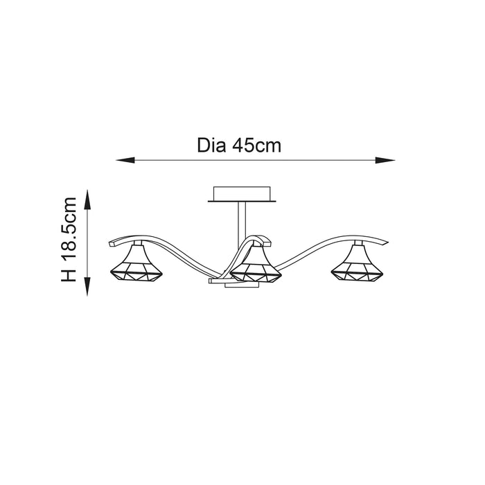 Endon LANGELLA-3CH Langella 3lt Semi flush Chrome plate & clear crystal 3 x 3W LED G9 (Required) - westbasedirect.com