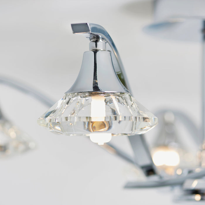 Endon LANGELLA-5CH Langella 5lt Semi flush Chrome plate & clear crystal 5 x 3W LED G9 (Required) - westbasedirect.com