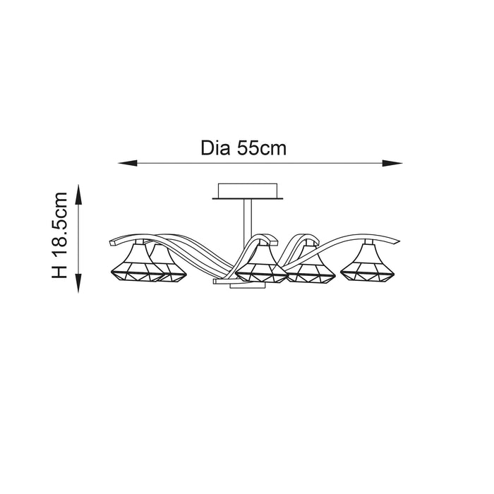Endon LANGELLA-5CH Langella 5lt Semi flush Chrome plate & clear crystal 5 x 3W LED G9 (Required) - westbasedirect.com
