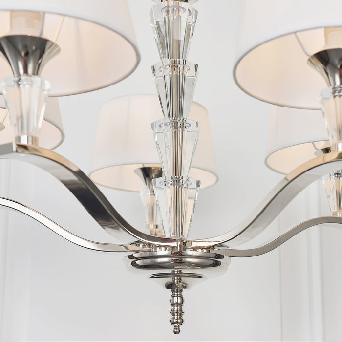 Endon FIENNES-5NI Fiennes 5lt Pendant Chrome plate & vintage white fabric 5 x 40W E14 golf (Required) - westbasedirect.com