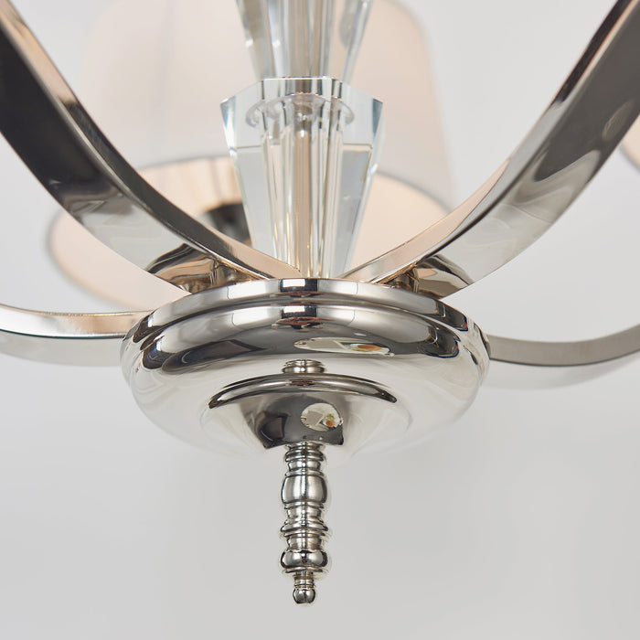 Endon FIENNES-5NI Fiennes 5lt Pendant Chrome plate & vintage white fabric 5 x 40W E14 golf (Required) - westbasedirect.com