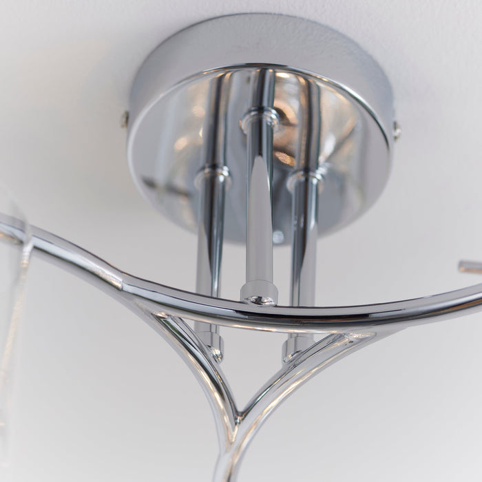 Endon ALDA-3CH Alda 3lt Semi flush Chrome plate & clear glass 3 x 6W LED E14 (Required) - westbasedirect.com