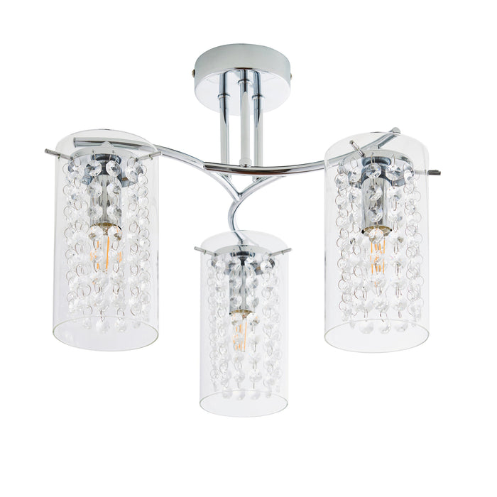 Endon ALDA-3CH Alda 3lt Semi flush Chrome plate & clear glass 3 x 6W LED E14 (Required) - westbasedirect.com