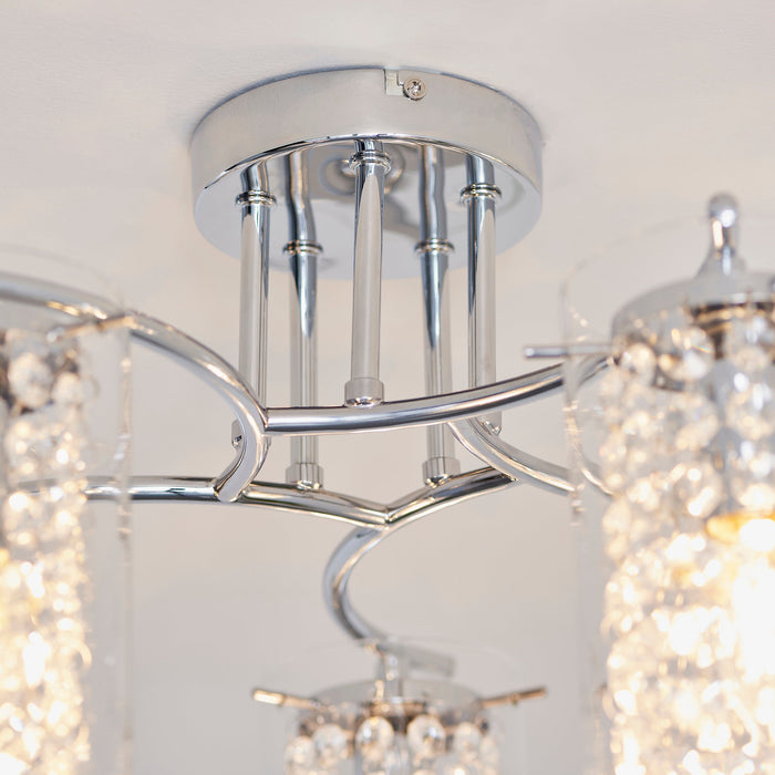 Endon ALDA-5CH Alda 5lt Semi flush Chrome plate & clear glass 5 x 6W LED E14 (Required) - westbasedirect.com