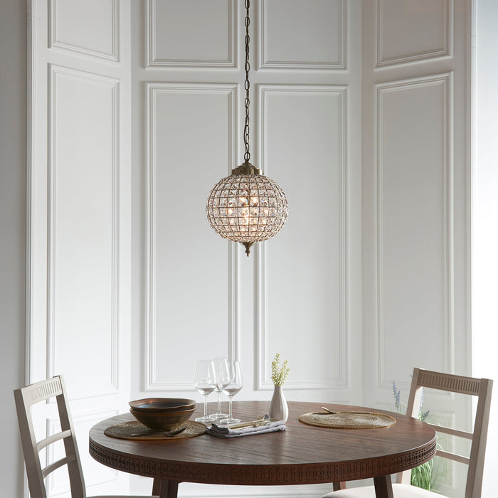 Endon EH-TANARO-AB Tanaro 1lt Pendant Antique brass plate & clear glass 60W E27 GLS (Required) - westbasedirect.com