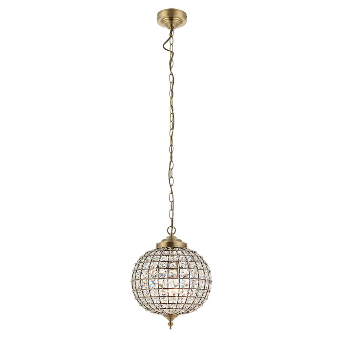 Endon EH-TANARO-AB Tanaro 1lt Pendant Antique brass plate & clear glass 60W E27 GLS (Required) - westbasedirect.com