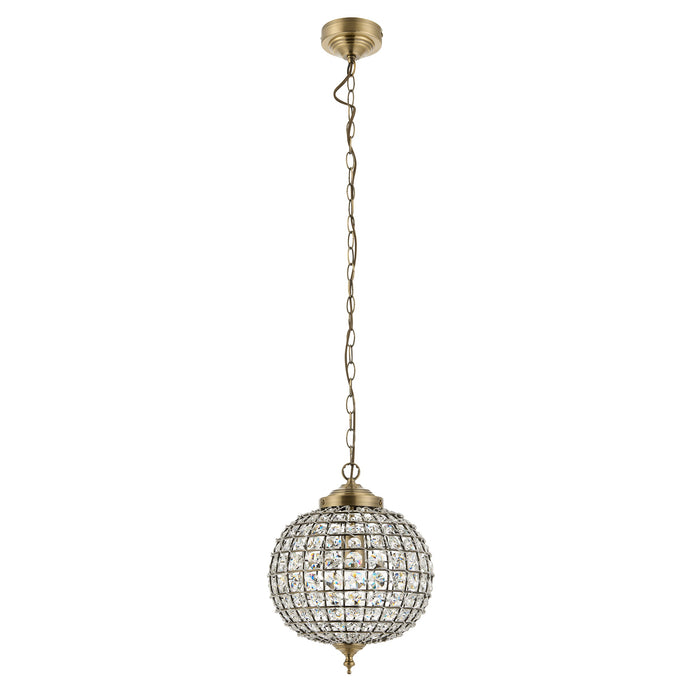 Endon EH-TANARO-AB Tanaro 1lt Pendant Antique brass plate & clear glass 60W E27 GLS (Required) - westbasedirect.com