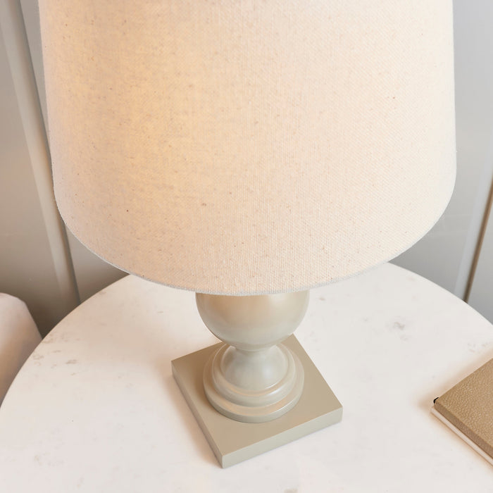 Endon MARSHAM-TLTA Marsham 1lt Table Taupe painted wood & ivory fabric 40W E14 candle (Required) - westbasedirect.com