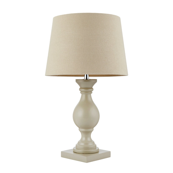 Endon MARSHAM-TLTA Marsham 1lt Table Taupe painted wood & ivory fabric 40W E14 candle (Required) - westbasedirect.com