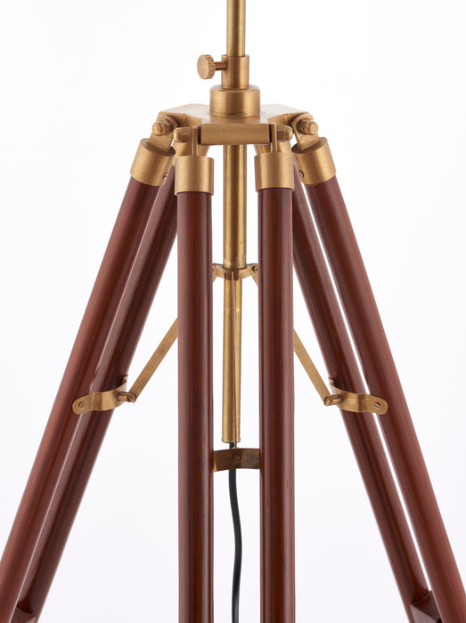 Endon EH-TRIPOD-FLDW Tripod 1lt Floor Sheesham wood & solid brass 60W E27 GLS (Required) - westbasedirect.com